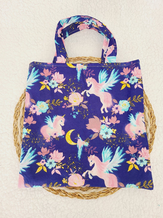 Sac de bibliothèque, tote bag motif licorne