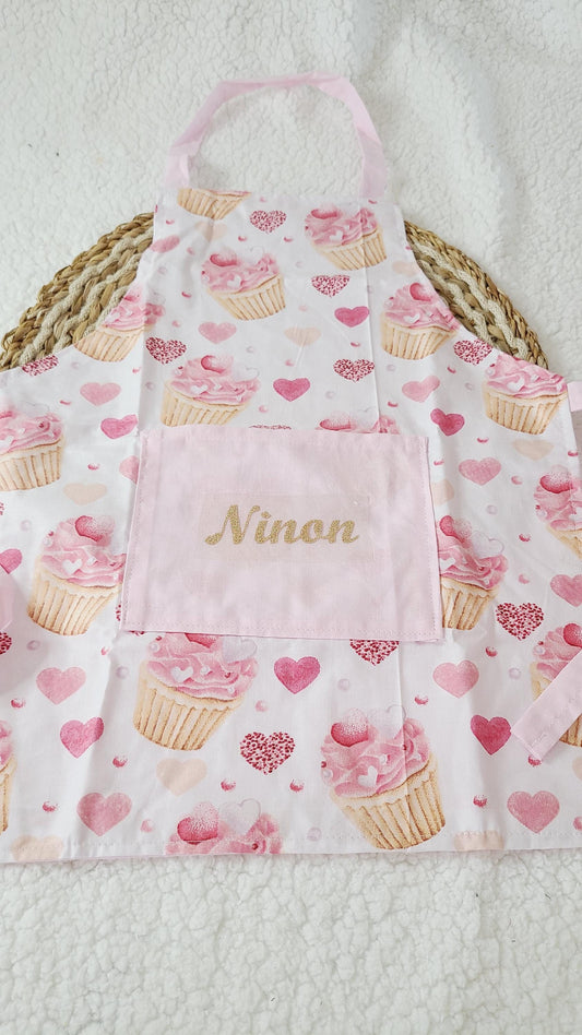 Tablier pour enfant personnalisable motif cupcake