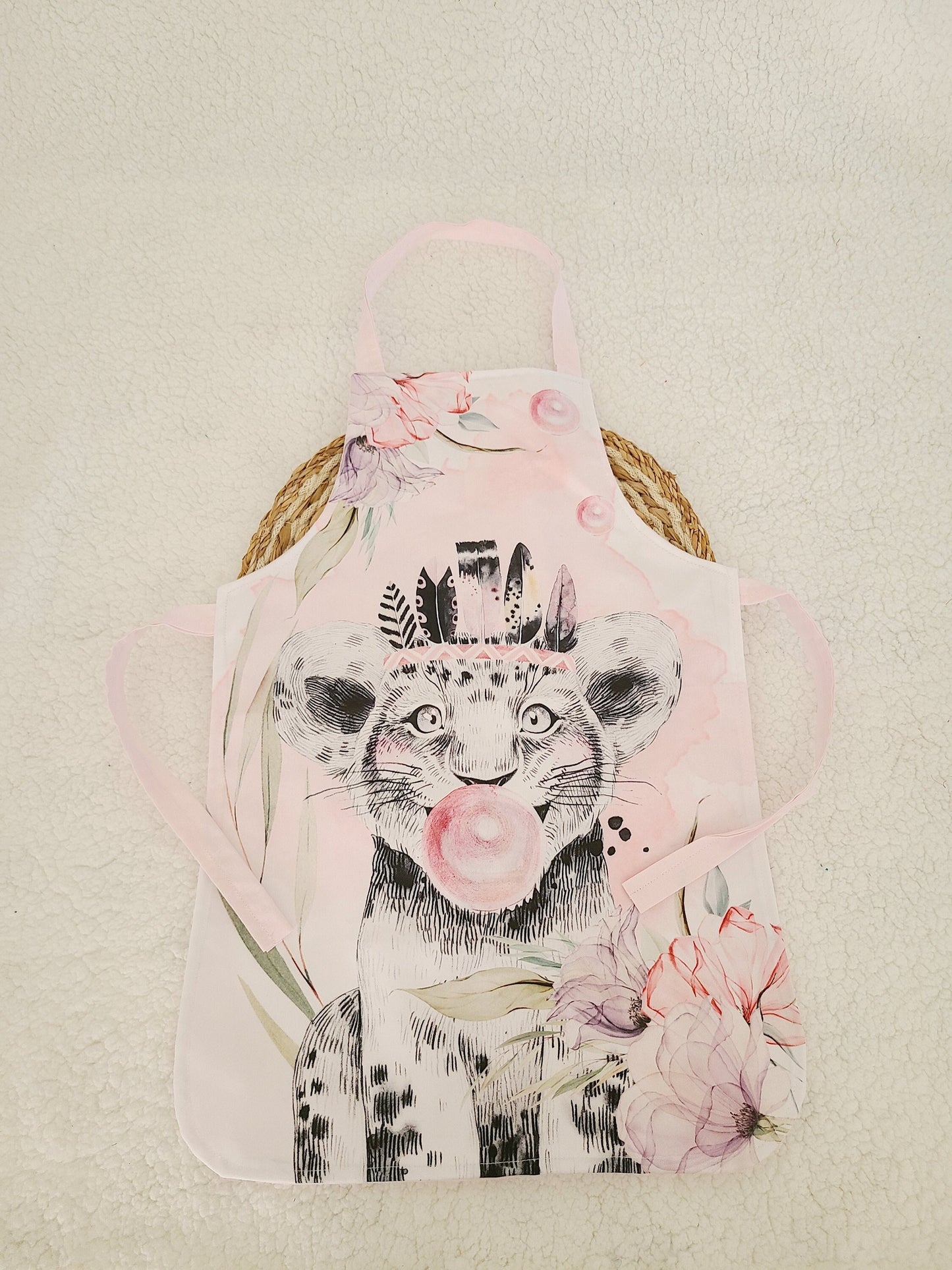 Tablier pour enfant motif léopard taille 6/10 ans