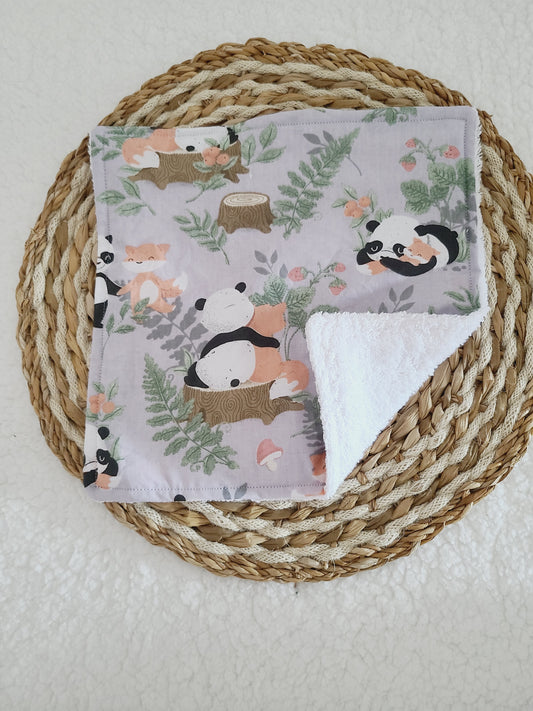 Serviette de table motif panda et renard