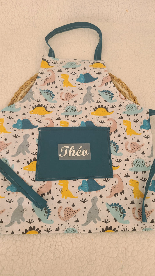 Tablier pour enfant personnalisable motifs dinosaures