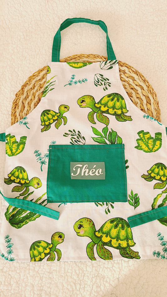 Tablier pour enfant personnalisable motif tortue