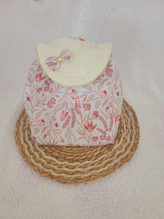 Sac à dos enfant personnalisé ,sac maternelle en double gaze imprimé fleuri