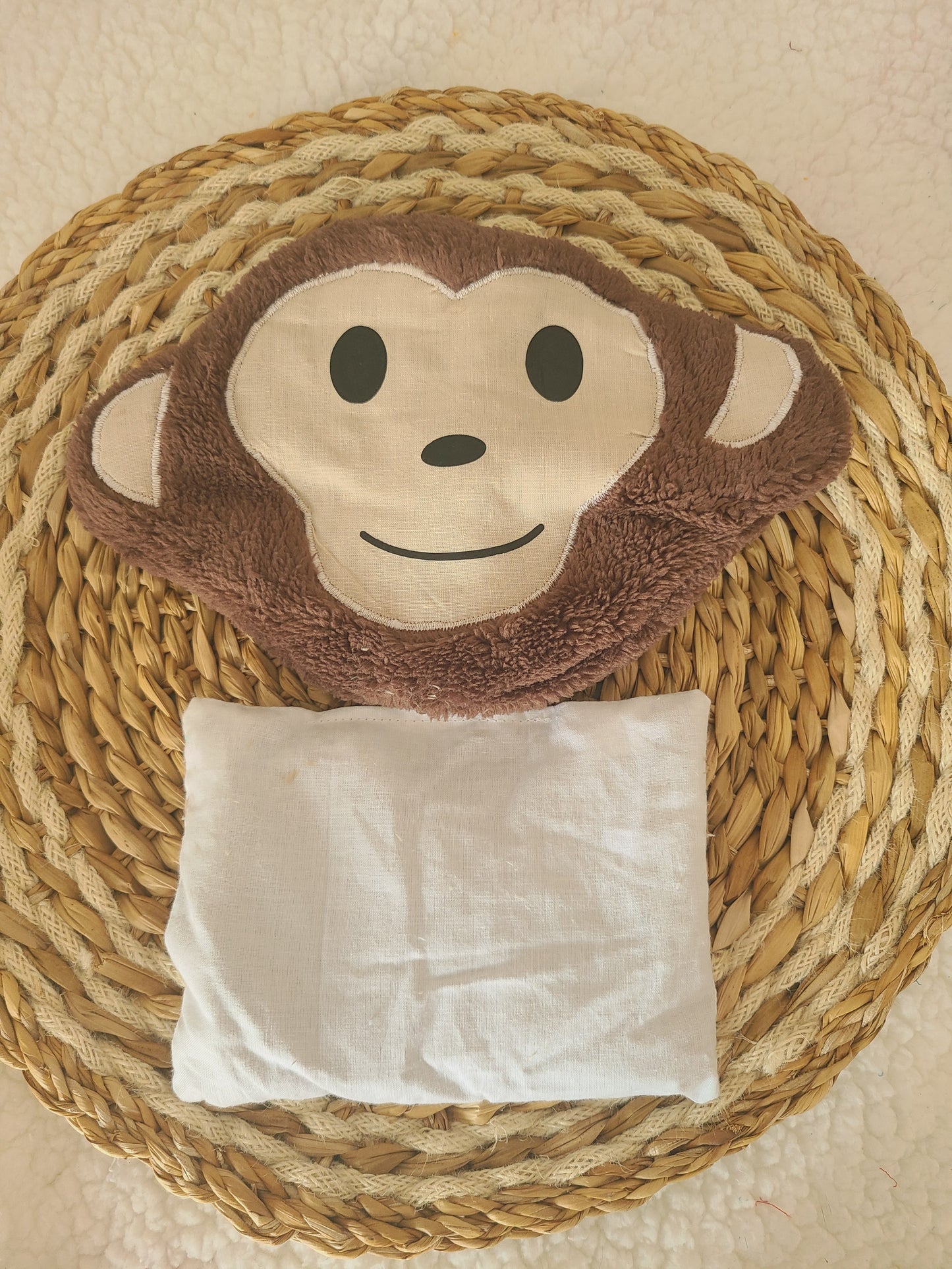 Bouillotte singe déhoussable aux graines de lin bio
