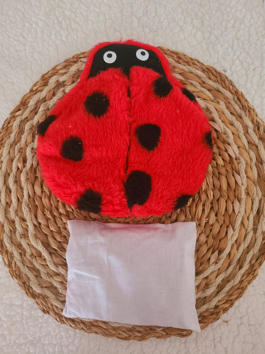 Bouillotte coccinelle déhoussable aux graines de lin bio