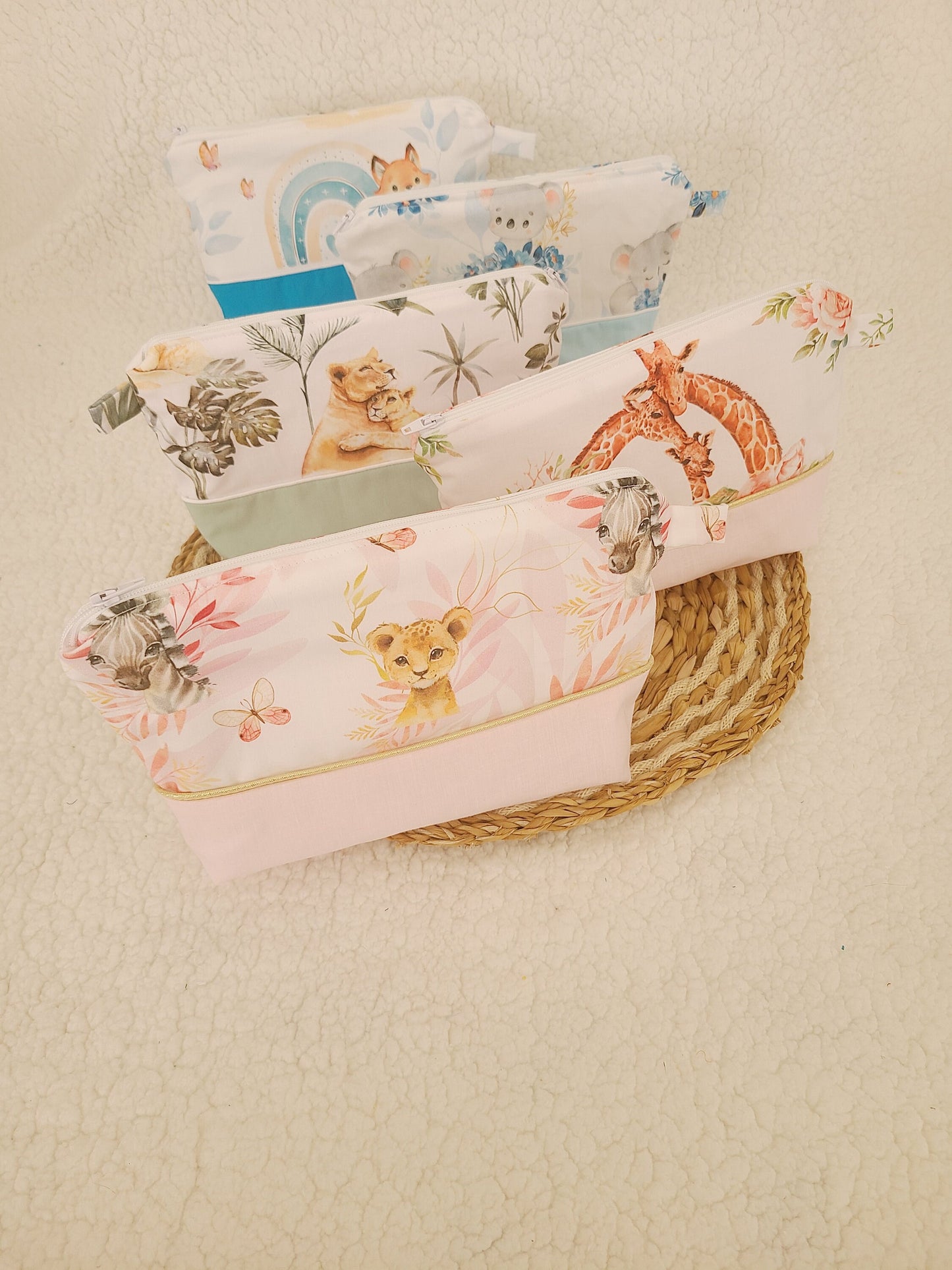 Trousse de toilette personnalisée en coton motif renard