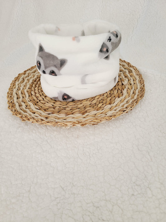 Snood polaire pour bébé, enfant motif raton laveur