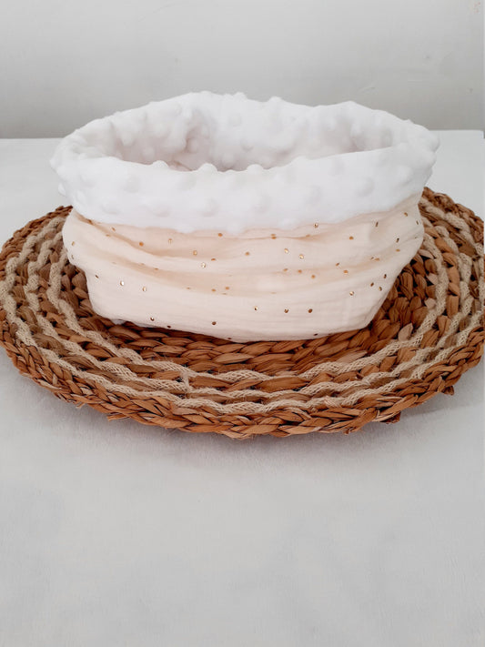 Snood en double gaze et minky blanc