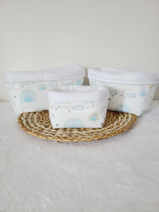 Panier de rangement pour la chambre de bébé en coton motifs arc en ciel
