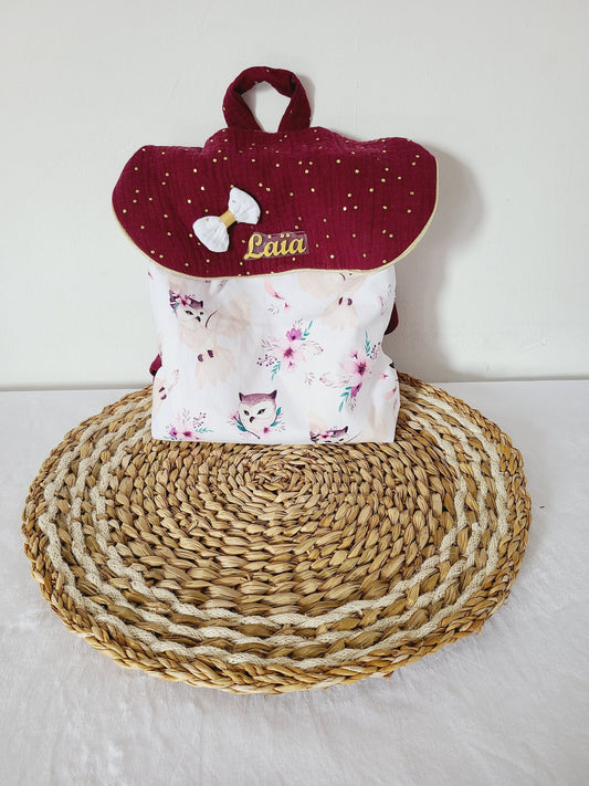 Sac à dos enfant personnalisé motif hibou