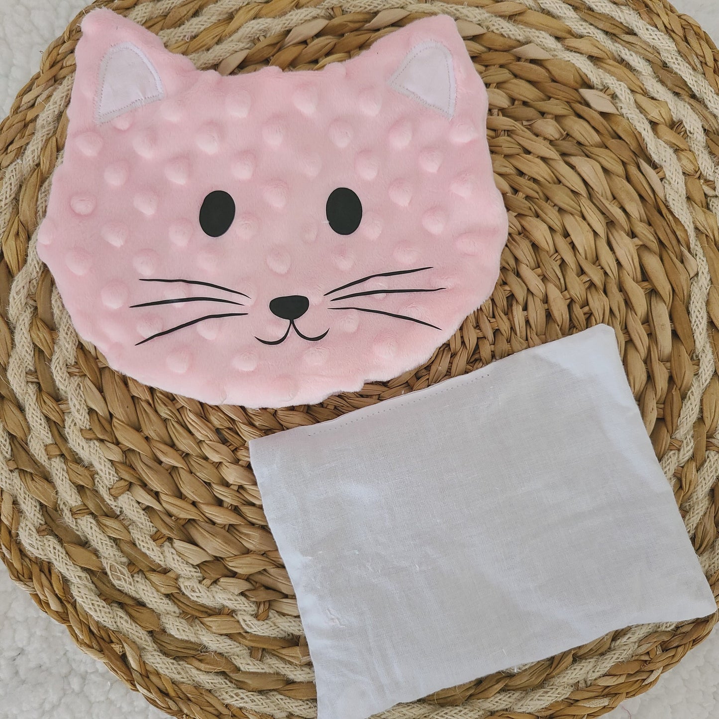 Bouillotte chat déhoussable aux graines de lin bio