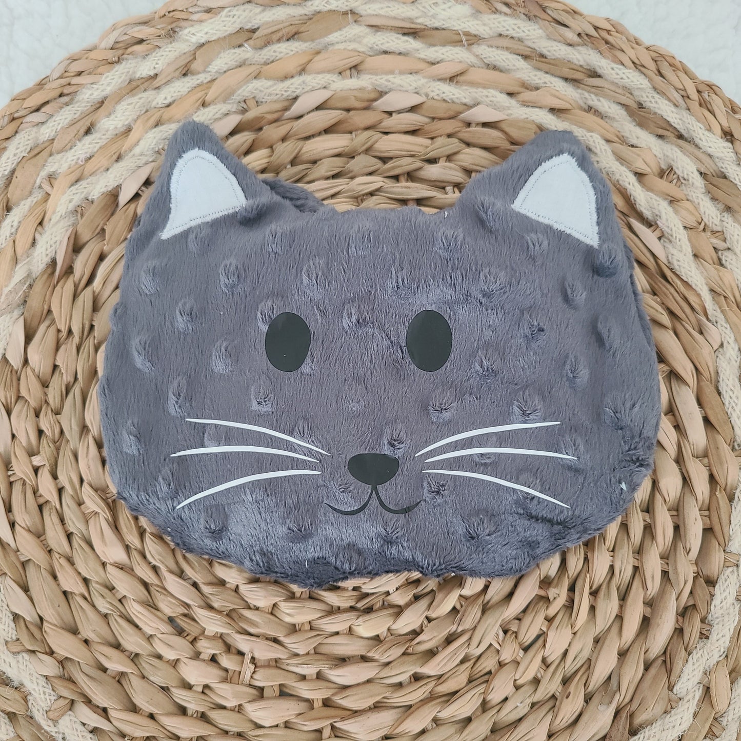 Bouillotte chat déhoussable aux graines de lin bio