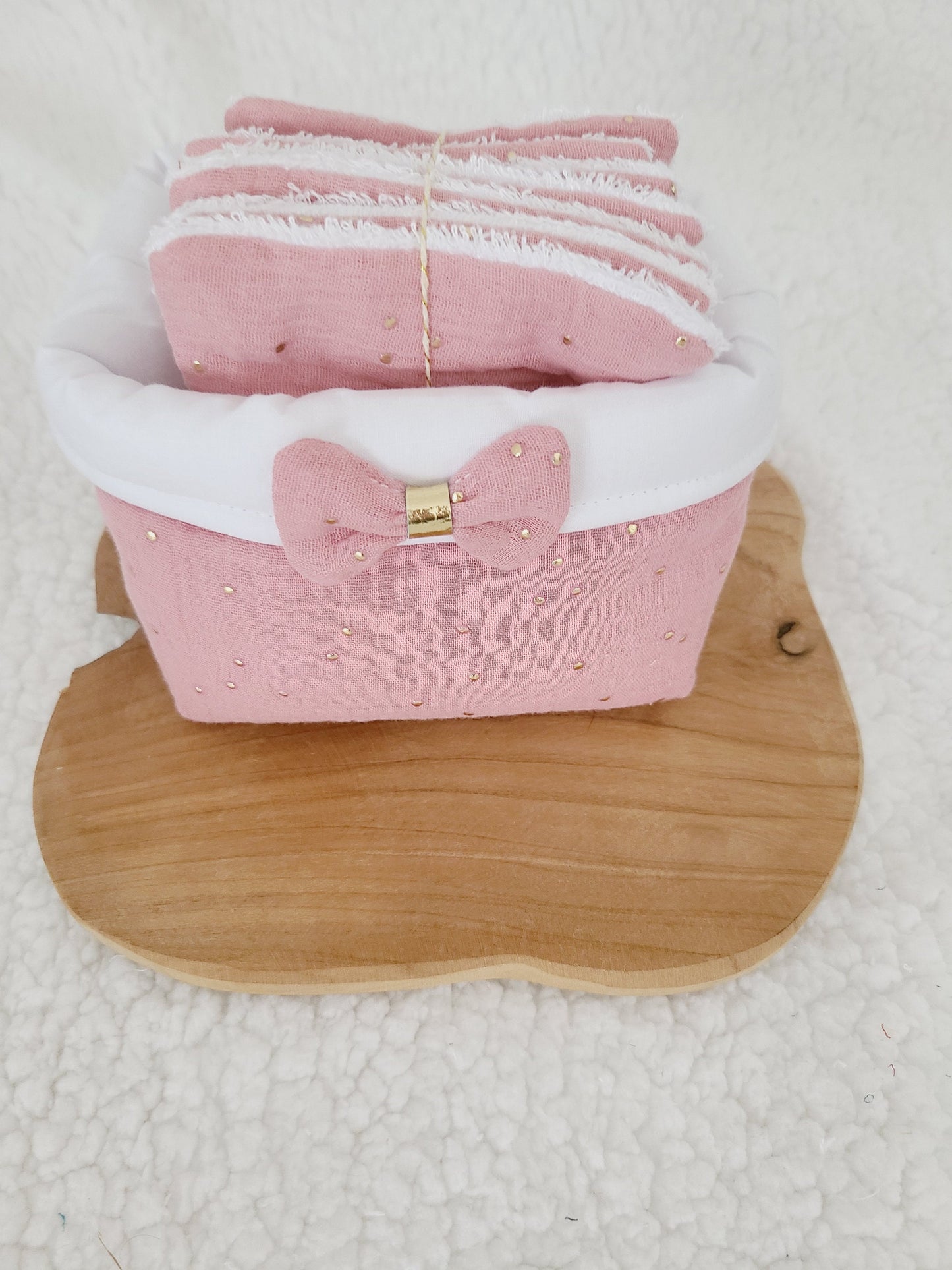 Coffret cadeau : lot de 8 lingettes lavables et sa panière