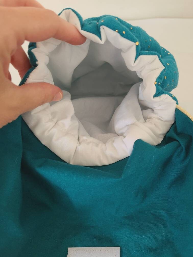 Sac à dos enfant personnalisé en double gaze bleu paon