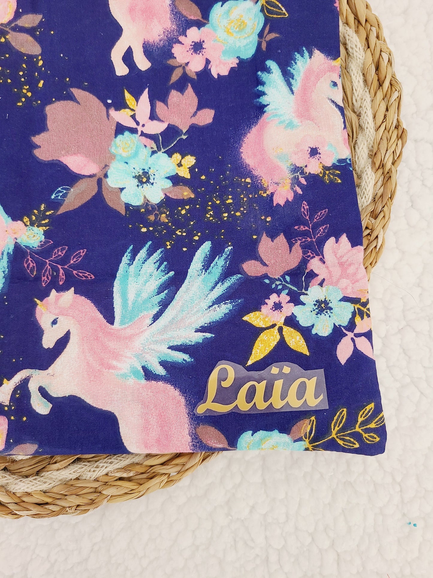 Sac de bibliothèque, tote bag motif licorne