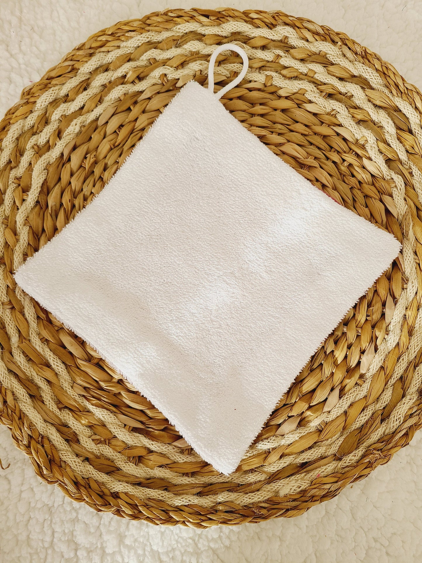 Serviette pour le visage en double gaze et éponge de bambou coloris au choix