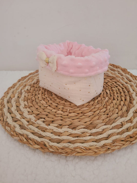 Panier en double gaze et minky