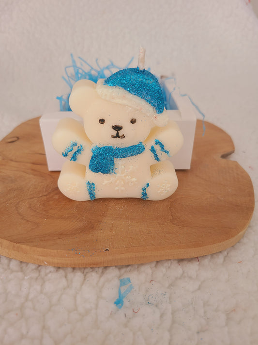 Bougie ourson et bleu