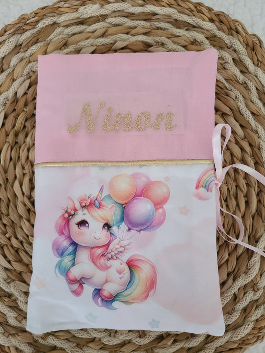 Protège carnet de santé personnalisé motif licorne