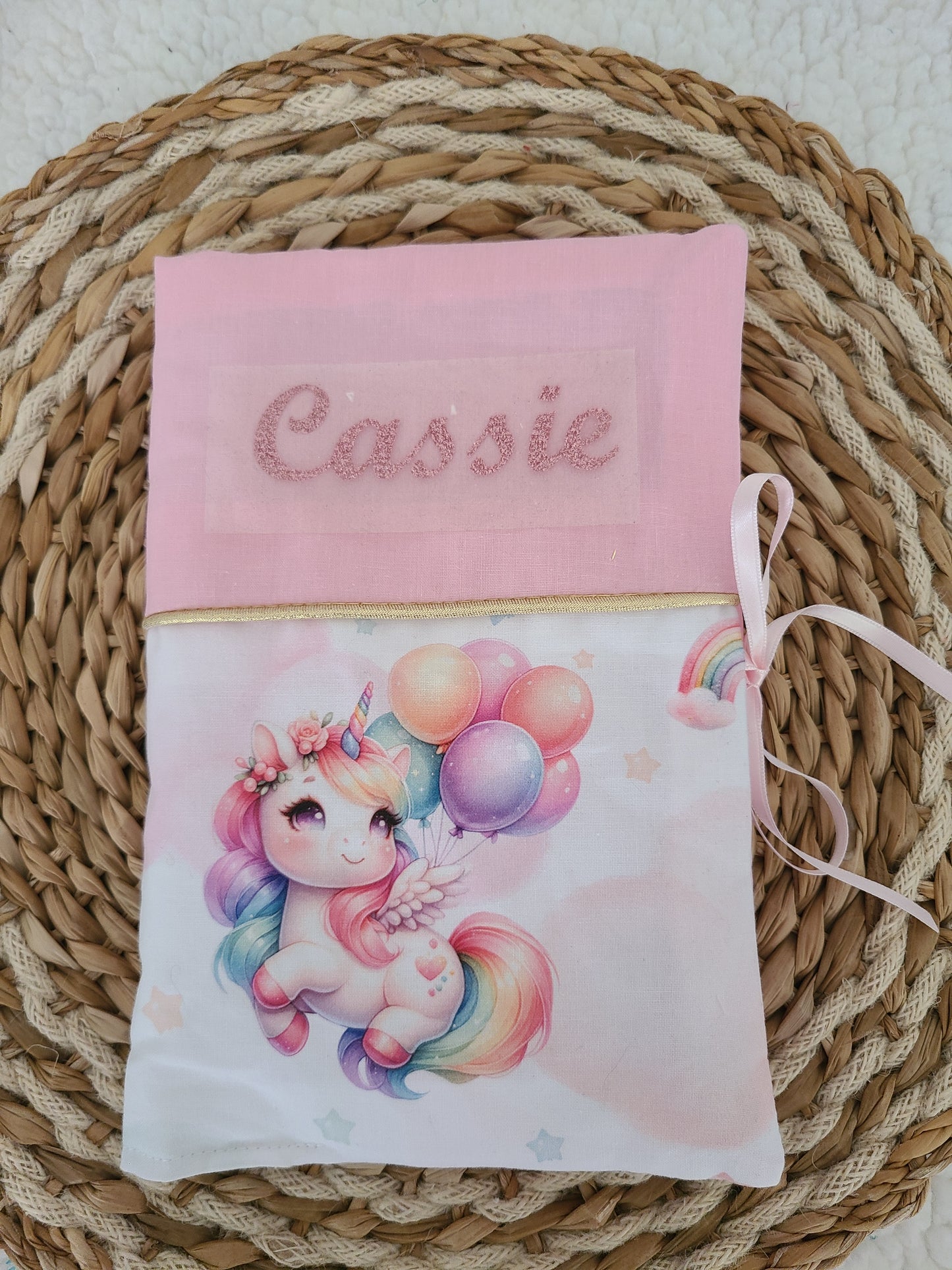 Protège carnet de santé personnalisé motif licorne