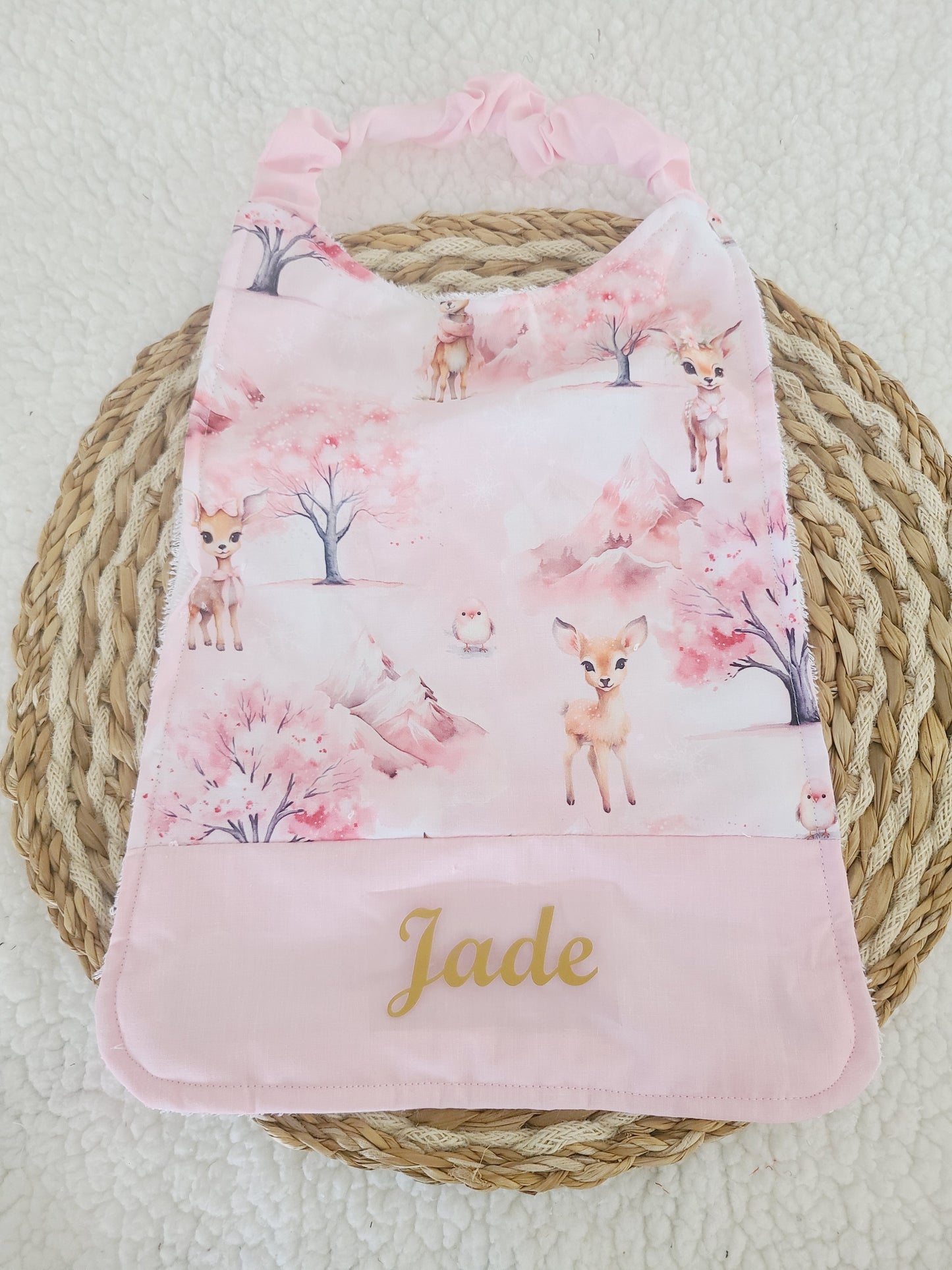 Serviette cantine maternelle personnalisée ou bavoir de cantine élastiquée motif au choix