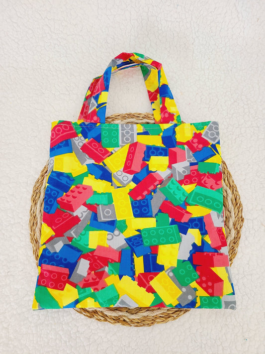 Sac de bibliothèque, tote bag motif lego