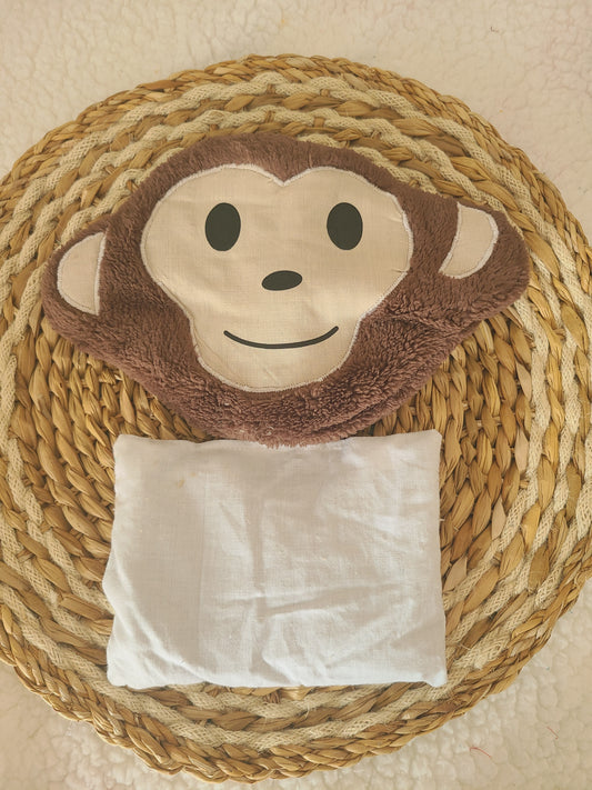 Bouillotte singe déhoussable aux graines de lin bio
