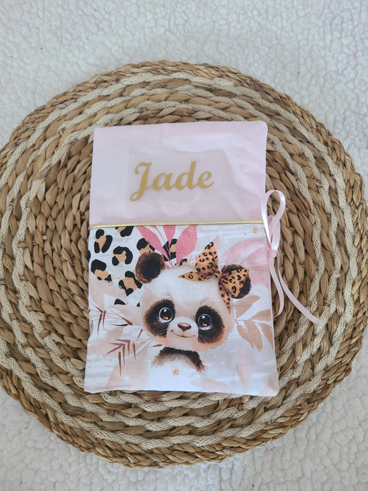 Protège carnet de santé personnalisé motif panda léopard
