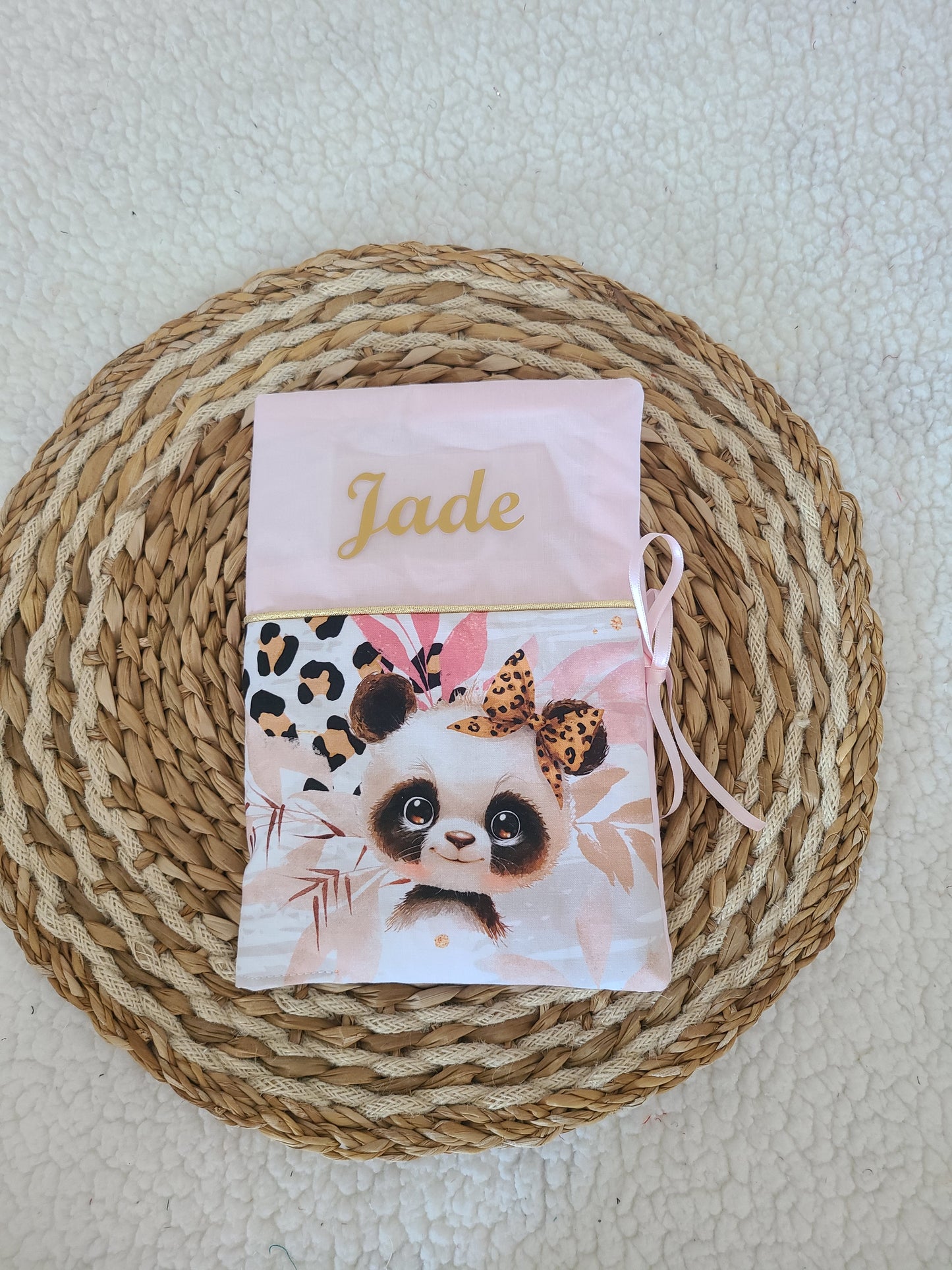 Protège carnet de santé personnalisé motif panda léopard