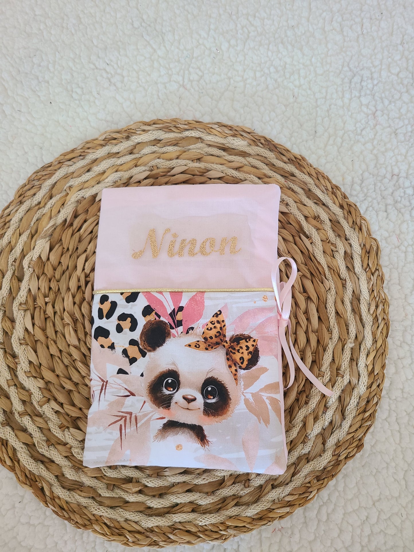 Protège carnet de santé personnalisé motif panda léopard