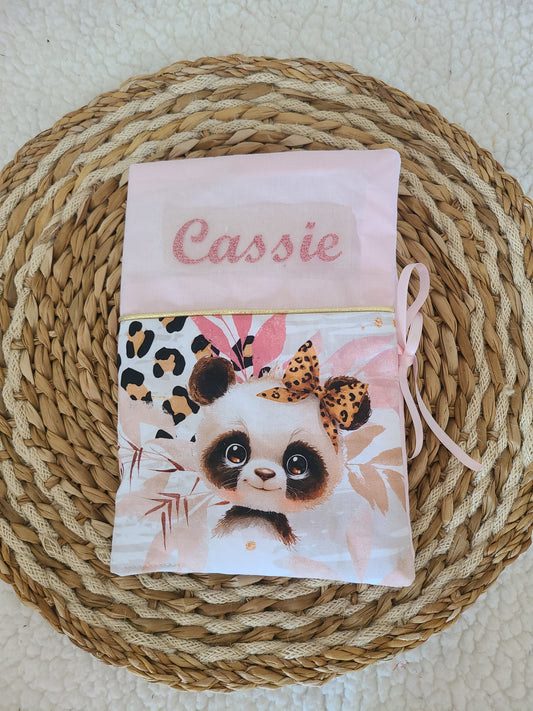 Protège carnet de santé personnalisé motif panda léopard