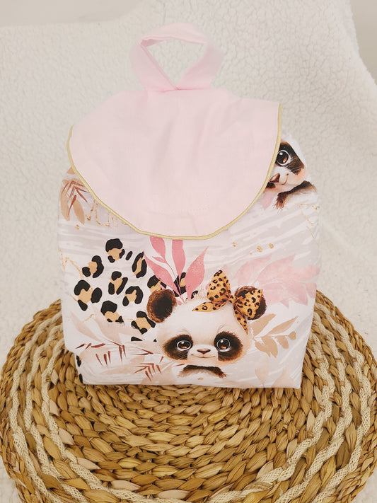 Sac à dos enfant personnalisé ,sac maternelle motif panda léopard