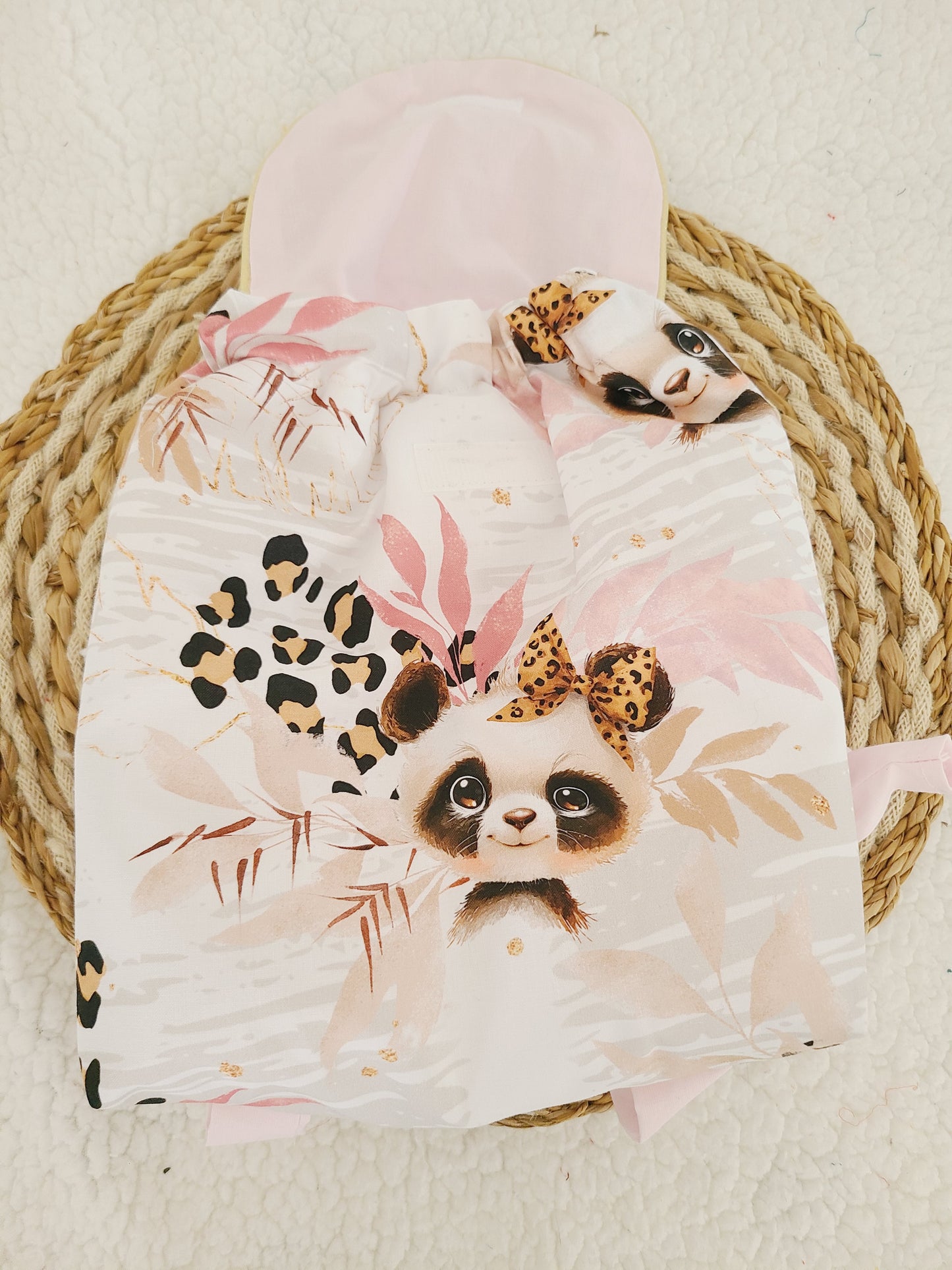 Sac à dos enfant personnalisé ,sac maternelle motif panda léopard