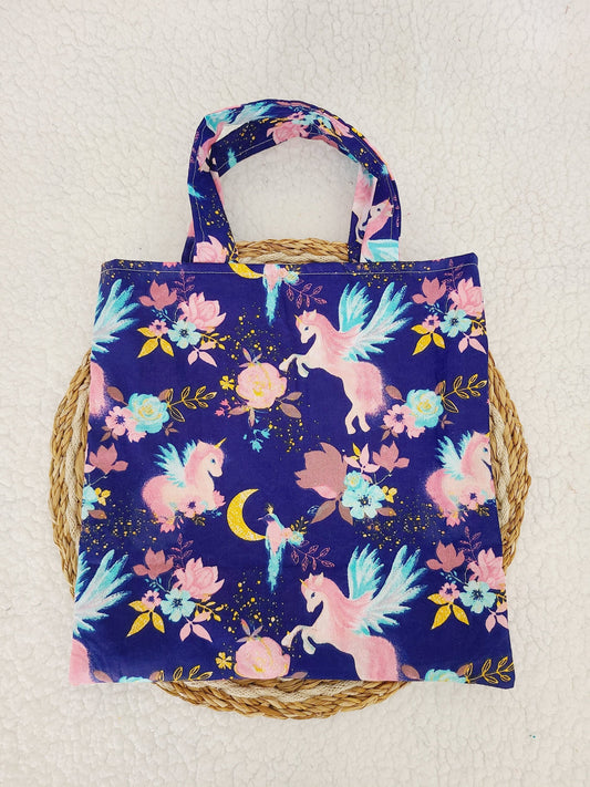 Sac de bibliothèque, tote bag motif licorne