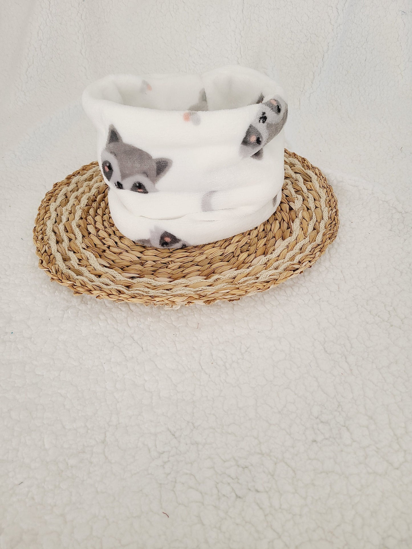 Snood polaire pour bébé, enfant motif raton laveur