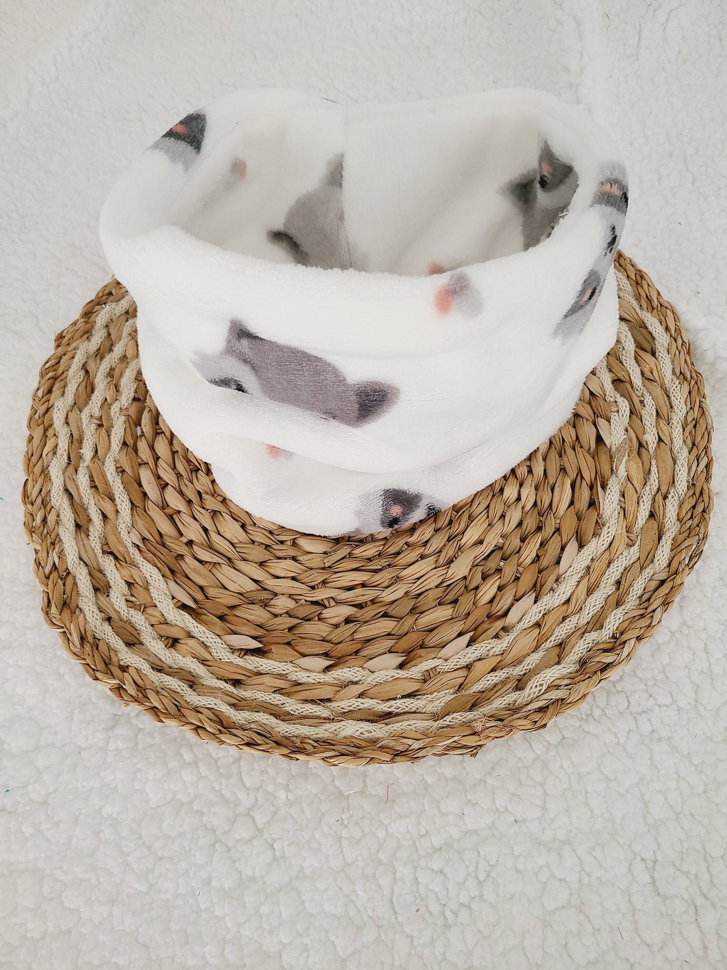 Snood polaire pour bébé, enfant motif raton laveur