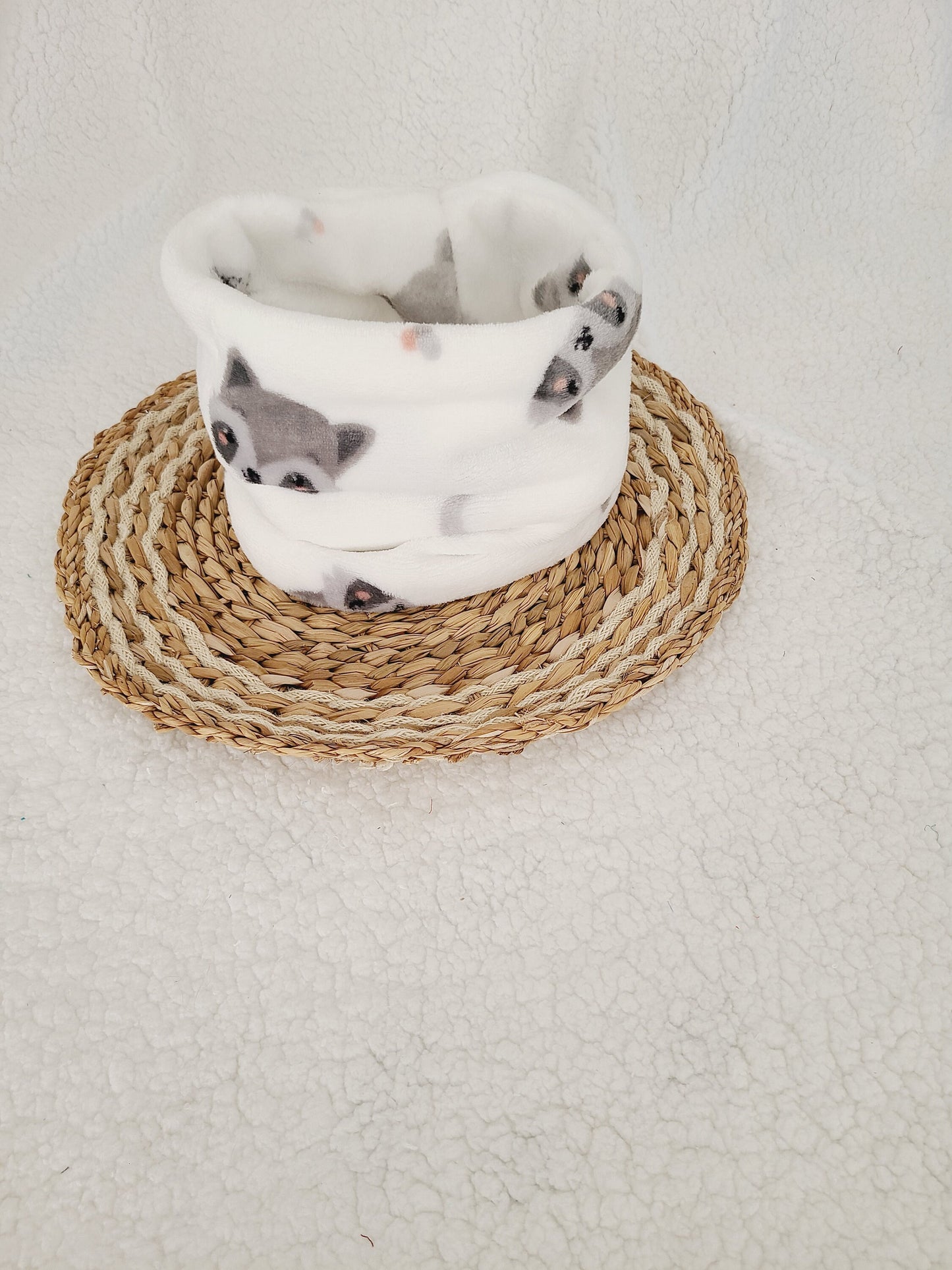 Snood polaire pour bébé, enfant motif raton laveur