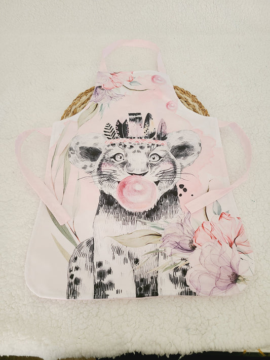 Tablier pour enfant motif  léopard taille 6/10 ans