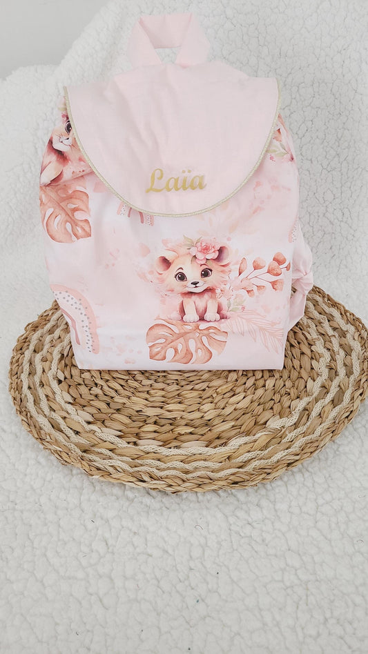 Sac à dos enfant personnalisé ,sac maternelle motif lionceau , sac pour la crèche ou la nounou