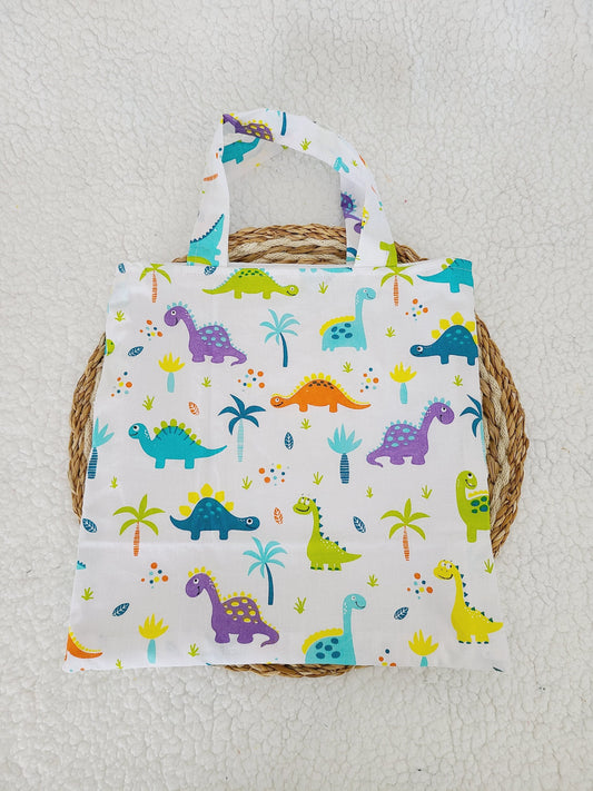 Sac de bibliothèque, tote bag motif dinosaure