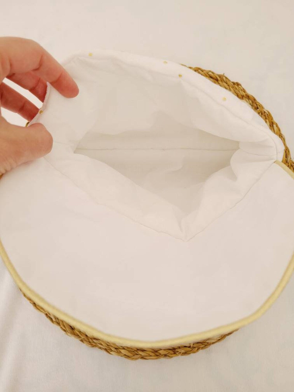 Trousse de toilette personnalisable en double gaze blanche à pois dorés