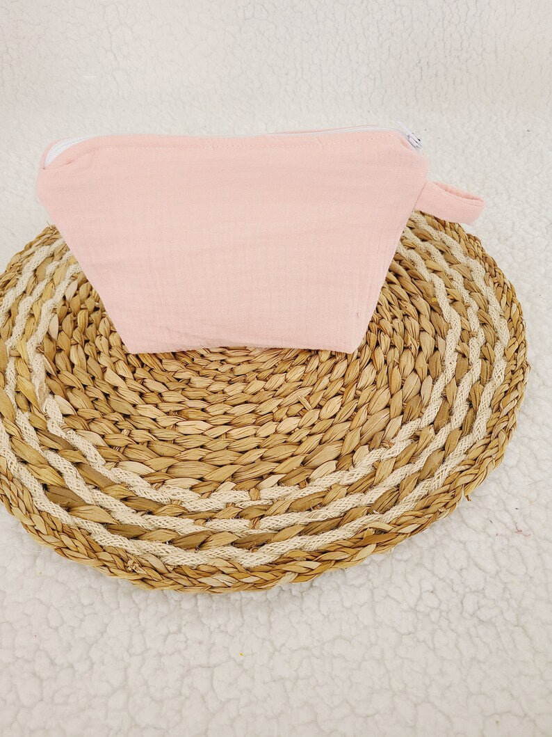 Trousse de maquillage personnalisée en double gaze coloris au choix
